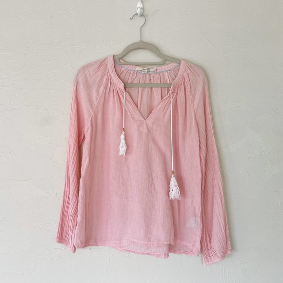 Boden Gauzy Striped Boho Tie Neck Top sz 8 - Picture 4 of 4